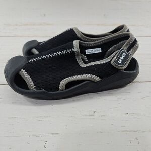 Crocs Swiftwater Youth Kids Size C12 Black Closed Toe Water Shoes Sandals 204024